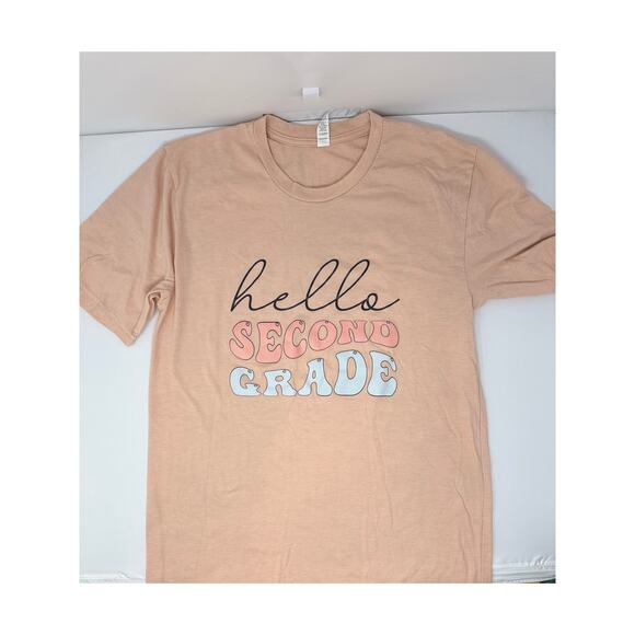 Outlash Teacher Tshirt Hello Second Grade Size M PreOwned Educator School Spirit - Picture 2 of 7